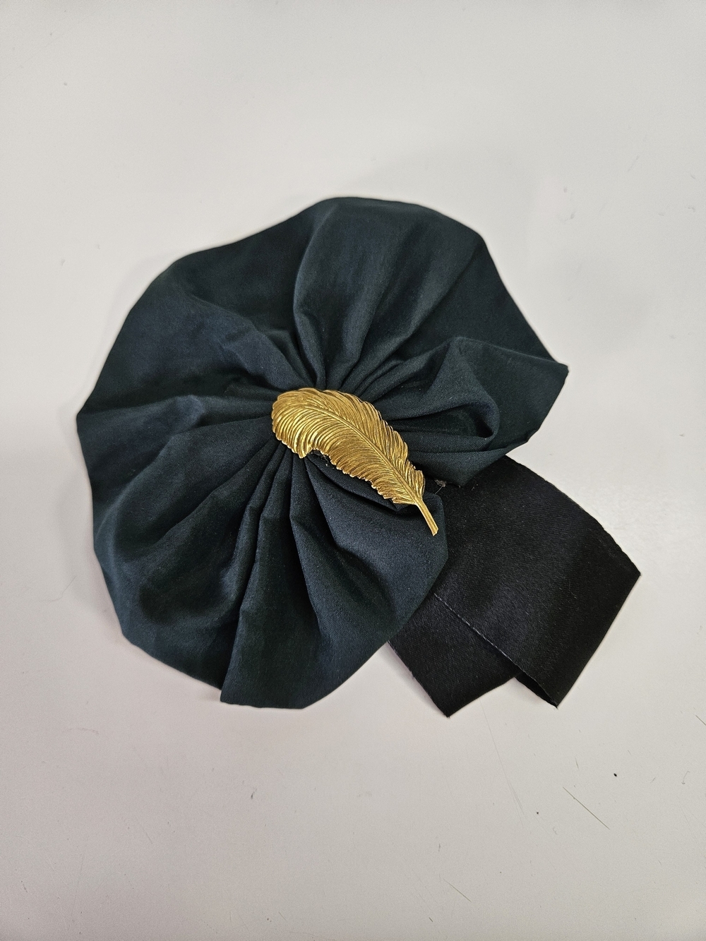 VINTAGE Axcess Green and Black Feather Large Hair Barrette Clip Made in Italy